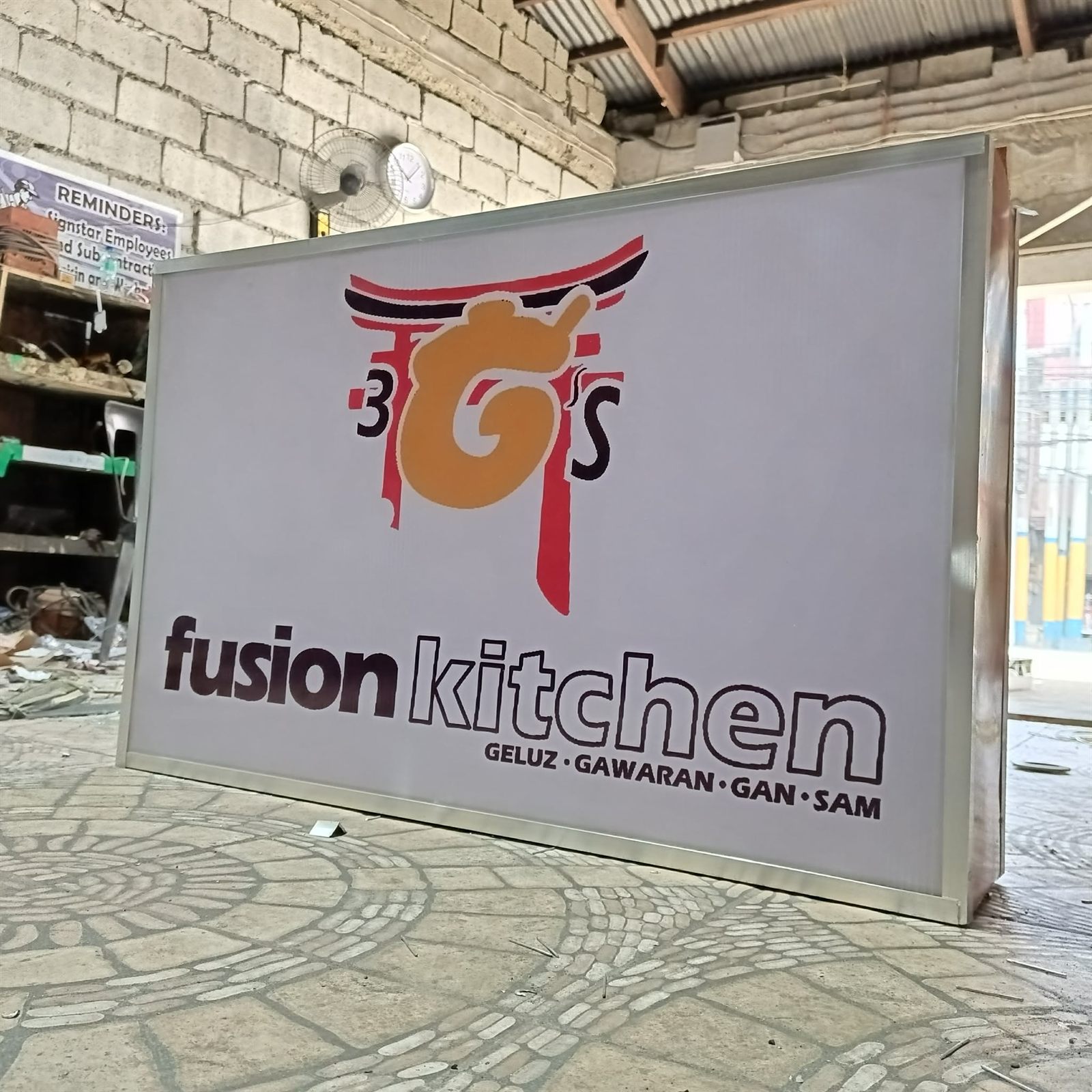 Fusion Kitchen large lightbox sign, made by Signstar