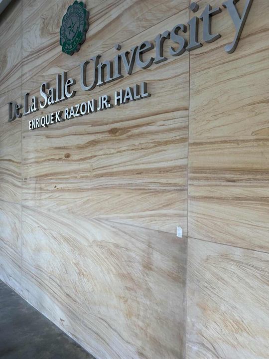 De La Salle University stainless steel wall lettering
